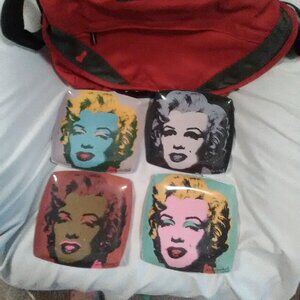4 andy warhol, marilyn monroe collectable plates.